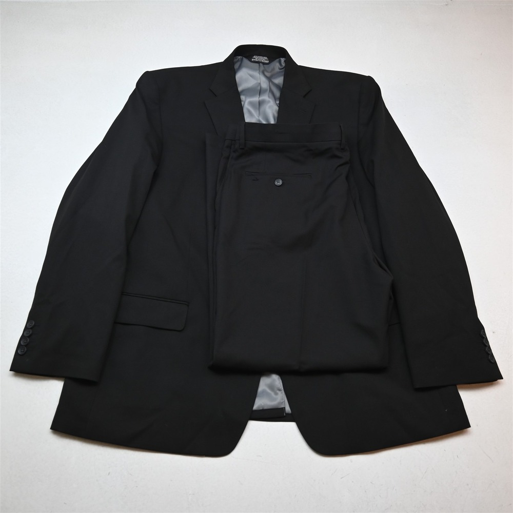 Haggar 48L 21x25.5 Black Classic Mens Jacket Pants Suit